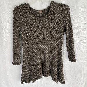 TIANELLO Puckered 3/4 Sleeve Asbury Tunic Top